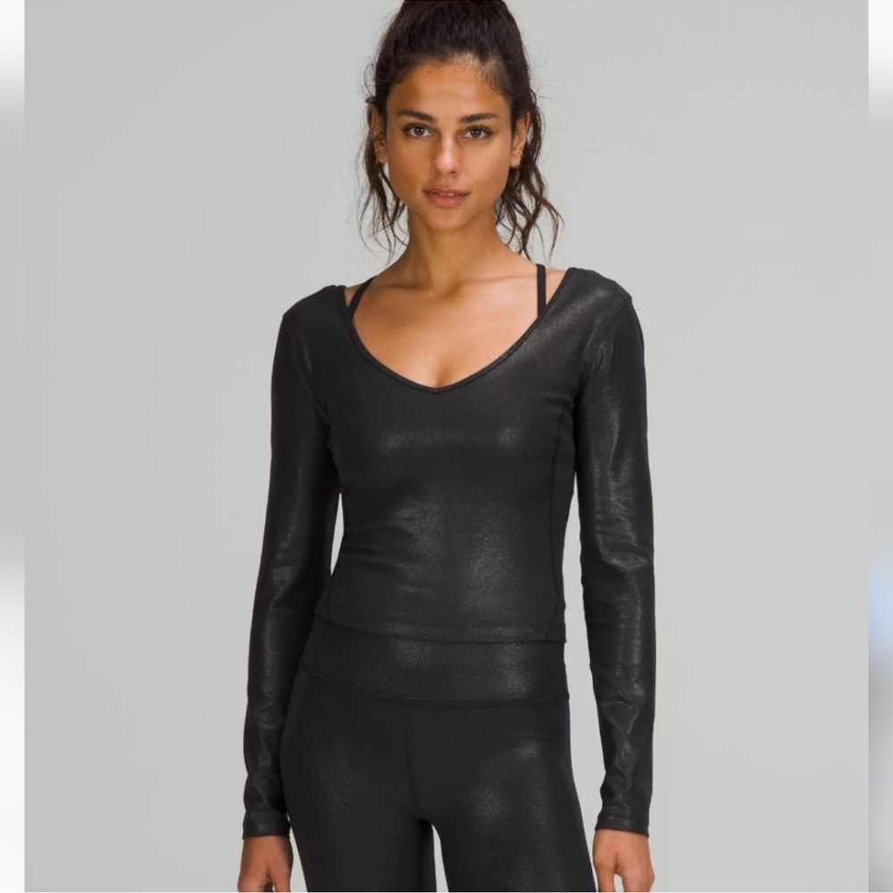 Lululemon Black Long Sleeve align shine Top 6